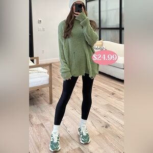 Olive Green Oversized Knit Sweater